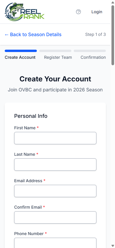 Registration form - Create Account